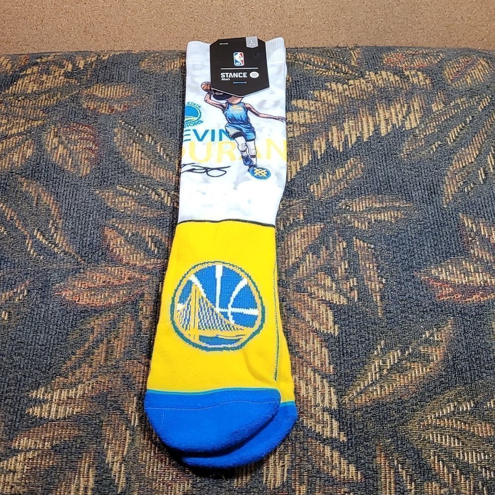 Kevin Durant Golden State Warriors Stance Men's Big Head Crew Novelty Socks- NWT
